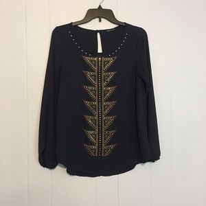 Jella Couture navy blue embellished blouse